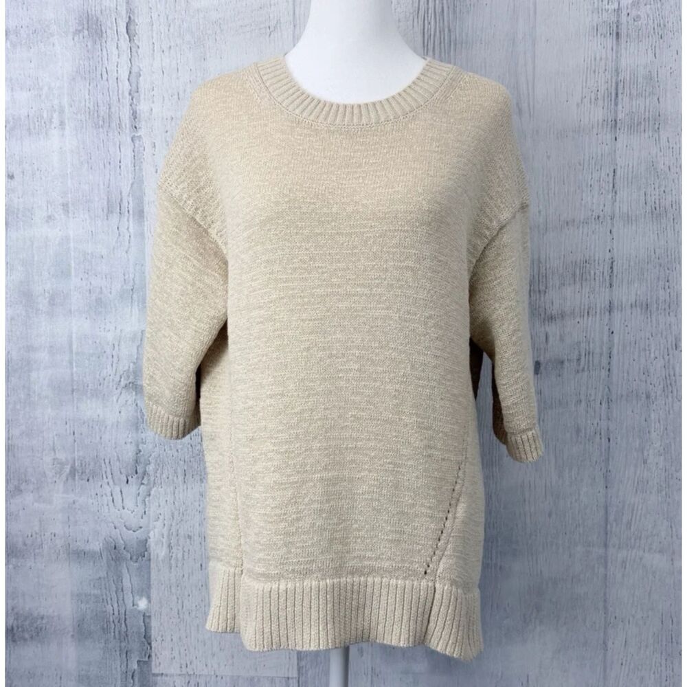 Banana Republic Knit Sweater Women's M Ivory Short Sleeve